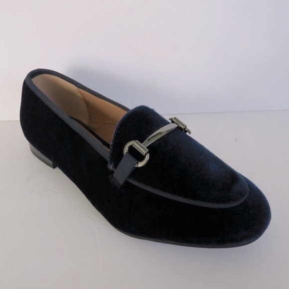 LANE BRYANT Shoes Women's Navy Blue Velvet Loafers Flat Shoes Size 10W NEW - Picture 2 of 6
